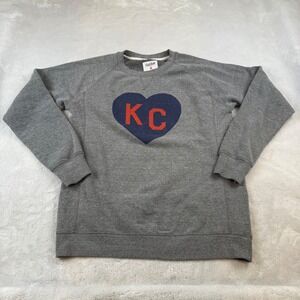 Charlie Hustle KC Heart Sweatshirt Pullover Gray Cotton Blend Size L